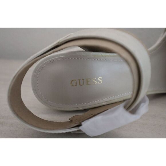 GUESS Women's Sz 10M Ivory Gabeli Croc-Embossed Platform 5" Heeled Sandals - Picture 8 of 13